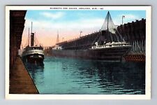 Ashland WI-Wisconsin, Mammoth Ore Docks, Antique, Vintage Souvenir Postcard picture