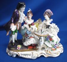 HIGHLY DETAILED VOLKSTEDT DRESDEN PORCELAIN TEAPARTY FOR 3  FIGURINE picture