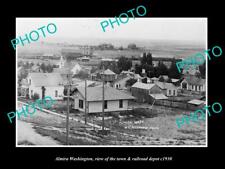 OLD 8x6 HISTORIC PHOTO OF ALMIRA WASHINGTON VIEW OF TOWN & RAIL DEPOT c1930 picture