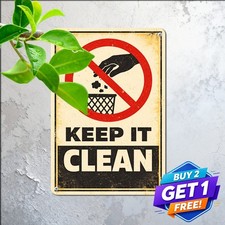 No Littering Warning Sign Property Cleanliness Safety Decor Metal Plaque picture