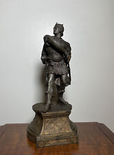19th C. Antique Spelter Warrior Sculpture Statue Mantel / Bookend Victorian Read picture