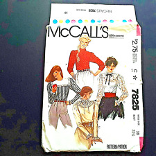 McCalls 7825 80s Size 10 Bust 32.5 UNCUT Misses Blouse Top Long Sleeve Pullover picture