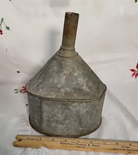 Vintage 9.75” Oil Galvanized Metal Oil Funnel  6” Diameter picture