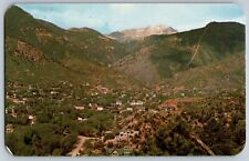 Pike's Peak, Colorado - View of Manitou Springs & Mountains - Vintage Postcard picture