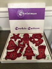 Vtg Christmas Cookie Cutters HRM w/Box Red Plastic Educational Products Co. picture