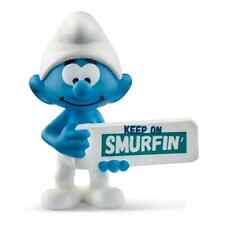 20843 Smurf with Sign Keep on Smurfin 2inch Plastic Figurine NEW 2023 SMURFS SET picture