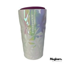 Starbucks 2023 Iridescent Pink Peppermint Snowflake Faceted Travel Tumbler picture