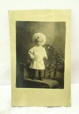 RPPC Real Photo Postcard Victorian Era Walter Hilton Toddler Child Ornate Chair picture