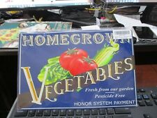 Metal sign retro HOMEGROWN VEGETABLES PESTICIDE FREE kitchen bar she cave  picture