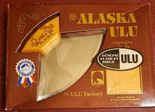 Alaska Ulu Factory Knife Arctic Birch Handle W/ Display Stand  picture