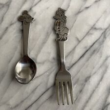Vintage Donald Duck  Fork Mickey Mouse Spoon Youth Stainless by Bonny Japan Used picture