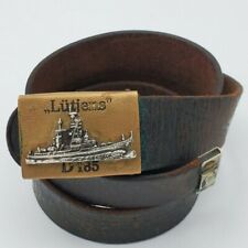 Naval belt Lutjens Destroyer ship German leather buckle gold color 1960s vintage picture