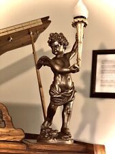 29” Tall 1/2 Scale Handmade Titanic Cherub Lamp With Working LED Flame Light  picture