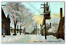 1908 Union Street Winter Scene House Trees Livermore Falls Maine ME Postcard picture