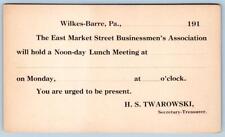 1910's WILKES-BARRE PA EAST MARKET STREET BUSINESSMEN'S ASSOCIATION POSTCARD picture