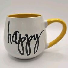 Pier 1 Happy Mug Yellow Handle No Chips Or Cracks picture
