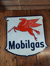 MOBILGAS Porcelain Pegasus Gas Pump Sign Original Vintage With I.R.47 Mark picture