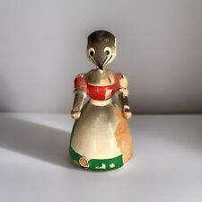Vintage Miniature Hand Painted Wood Lady Mouse with Broom Aprox 2 in Figurine picture