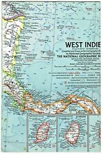 1962-12 December Vintage National Geographic Map The WEST INDIES - B (R) picture