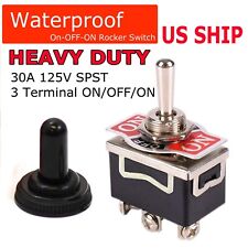 Toggle SWITCH ON/OFF/ON Heavy Duty 20A 125V SPDT 3 Terminal Car Waterproof BOOT picture