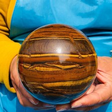 3.67LB Natural Tiger's Eye Ball Quartz Crystal Sphere Gem Healing Décor picture