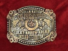 BULLDOGGING PROFESSIONAL RODEO☆INDIAN NATION☆ CHAMPION TROPHY BUCKLE☆2009☆192 picture