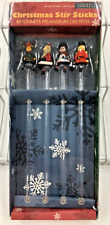 4 Sommelier Christmas Swizzle Stir Sticks ~ Santa/Frosty/ Nutcracker/Reindeer picture