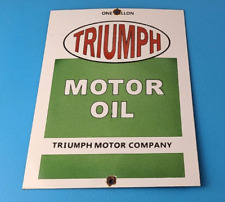 Vintage Triumph Motor Oil Sign - Gas Service Pump Porcelain Gasoline Sign picture