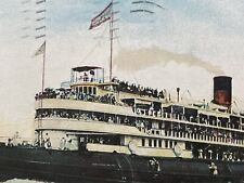 1910 Ship Excursion Steamer Christopher Columbus Vintage Postcard Hand Colored picture