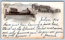 1906 GREETINGS OCEAN CITY MD HOTELS PLIMHIMMON & COLONIAL C F COFFIN POSTCARD picture
