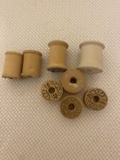 Lot Of 8 Vintage Wooden Thread Spools Bobbins picture