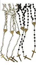 Set of 12  Wholesale Bulk Black White Faux Pearl Rosaries for Baptism, Wedding picture