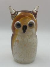 Art Glass Owl Murano Style Figurine Paperweight Decor (black, white, amber) picture