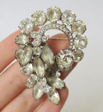Vintage EISENBERG Clear Rhinestone Brooch Pin Costume Jewelry Silver Toned picture