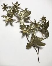 Vintage Home MCM Wall Art Brass Gold Metal Hummingbirds Flowers Classic picture