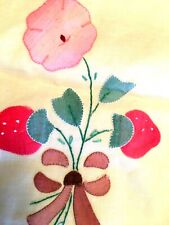Vintage Quilt Embroidered Kitchen Bag Sack 7.5 X 13.5 Linen SKU 064-26 picture