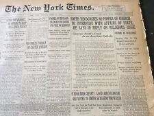 1927 APR 18 NEW YORK TIMES GOVERNOR SMITH'S CREED AS AMERICAN CATHOLIC - NT 6389 picture