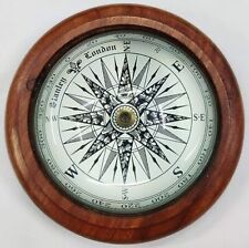 Half Moon Optical Illusion Desk Paper Weight Compass Wooden Solid Lens Nautical picture