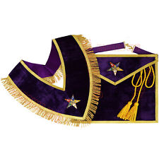 Handcrafted Purple Velvet OES Worthy Patron Marton Masonic Apron with Collar Set picture