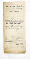 South Carolina 1897 Arrest Warrant  ORIGINAL  picture