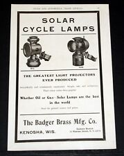 1904 OLD MAGAZINE PRINT AD, BADGER BRASS, SOLAR CYCLE LAMPS, THE GREATEST EVER picture