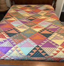 Stunning Vintage Large Queen Size Patchwork Quilt Excellent Condition picture