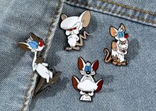 NEW - Pinky and The Brain – Set of 4 Enamel Lapel Pins - Animaniacs Cartoons picture