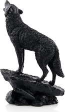 Black Wolf Sculpture Wildlife Howling Wolf Statue and Figurine picture