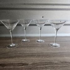 Pier 1 Clear Crackle Martini Glass Blown Cocktail 7.5” Tall Barware Set Of 4 picture