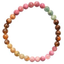 Premium CHARGED Rainbow Tourmaline Crystal 6mm Bead Bracelet Stretchy ENERGY picture