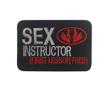 SEX INSTRUCTOR FIRST LESSON FREE HOOK PATCH EMBROIDERED BADGE DARK RED picture