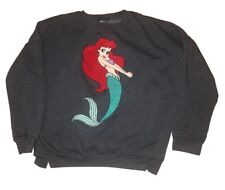 Disney Little Mermaid Ariel Embroidered Needlepoint ￼Gray Sweatshirt Size Large picture