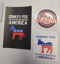 DONKEY POX Anti Democrat Stickers VARIETY PACK of 3  *WORLDWIDE 🌐 SHIPPING* picture