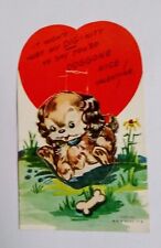 Vintage Valentine Card Dog With Bone picture